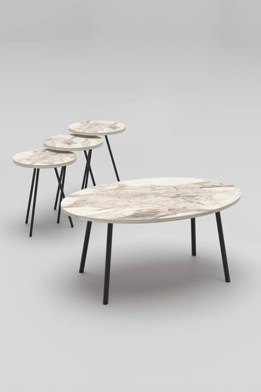Black Metal Coffee Table Set Ellipse