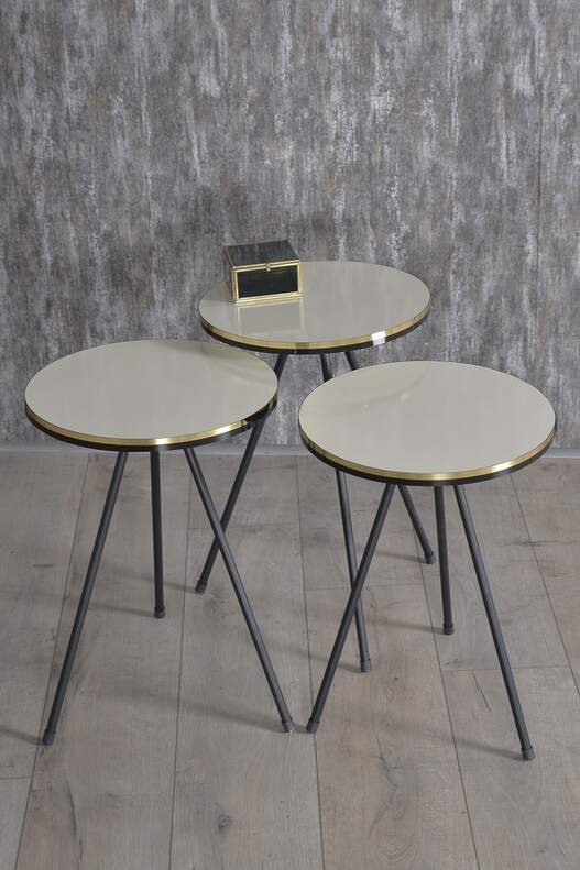 Black Metal Double Gold Coffee Table Set Ellipse