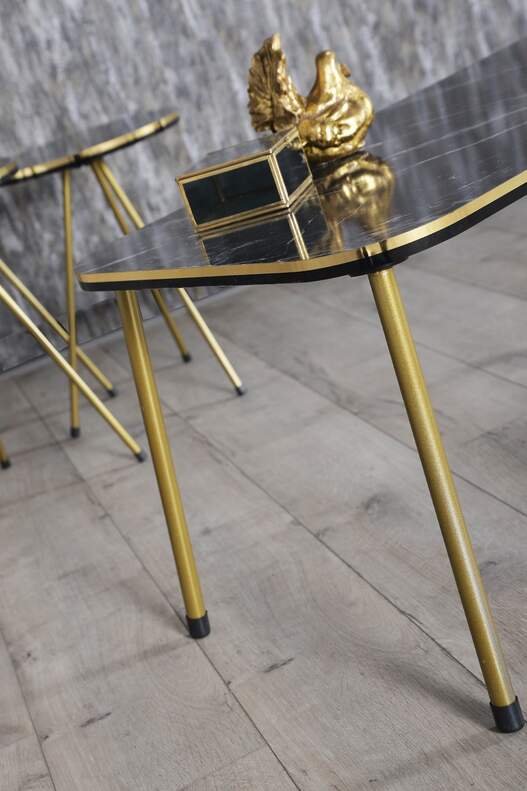 Gold Metal Double Gold Centre Coffee Table Square