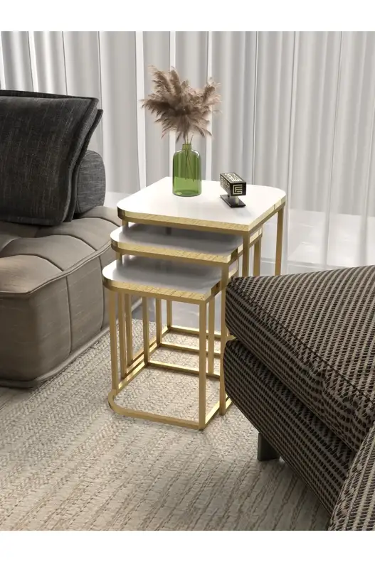 Damla Zigon Coffee Table Gold White