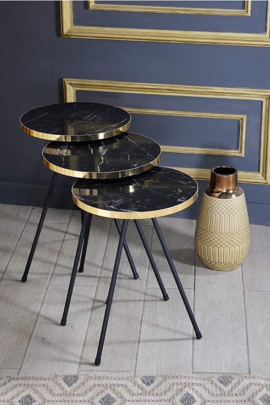 Black Metal Gold Zigon Coffee Table