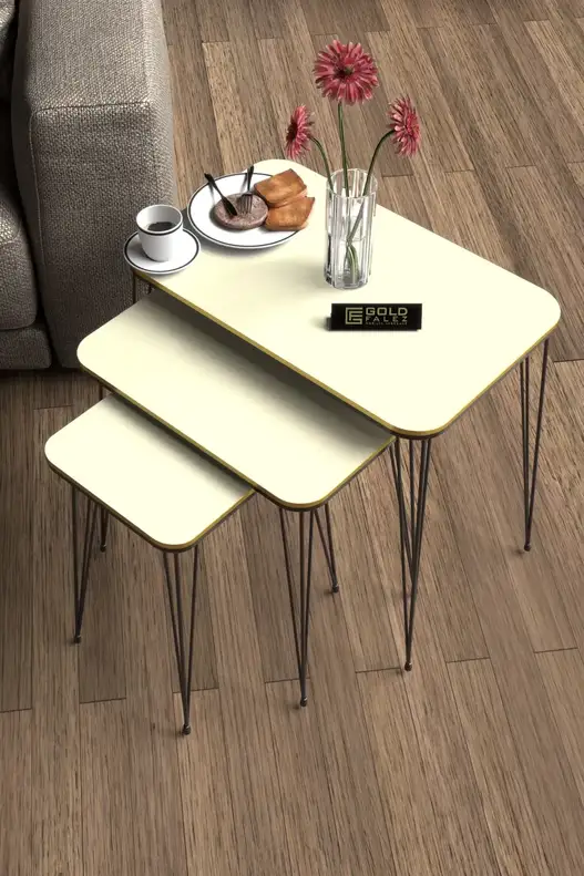 Black Wire Double Gold Square Zigon Coffee Table