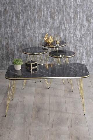 Gold Wire Double Gold Coffee Table Set Square