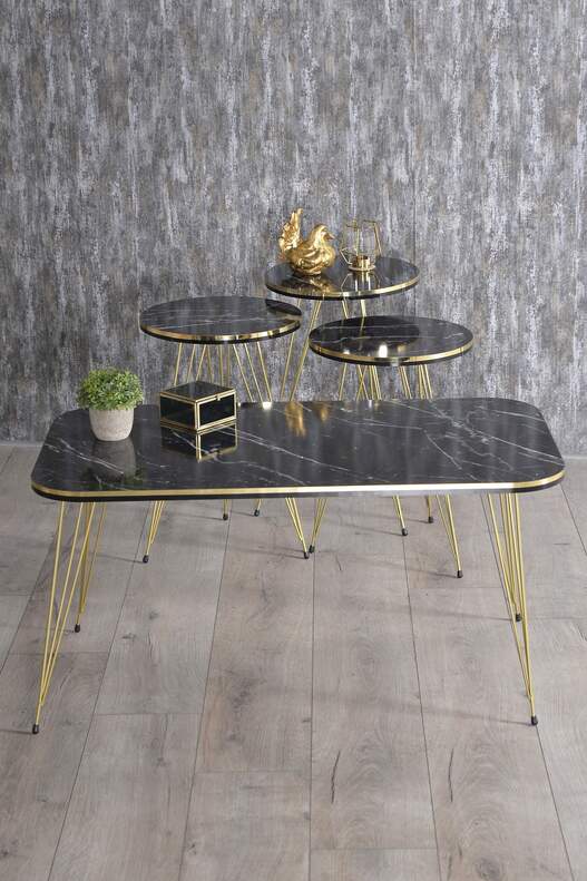 Gold Wire Double Gold Coffee Table Set Square