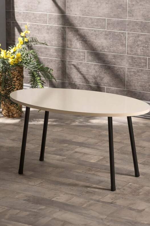 Black Metal Coffee Table Set Ellipse