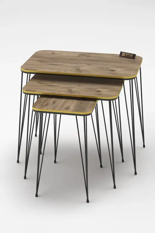 Black Wire Double Gold Square Zigon Coffee Table