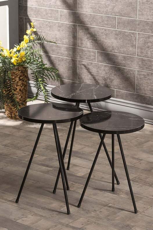 Black Metal Coffee Table Set Ellipse