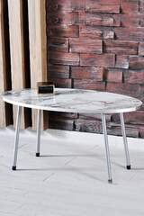 Silver Metal Centre Coffee Table Ellipse