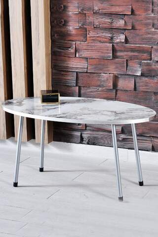 Silver Metal Centre Coffee Table Ellipse