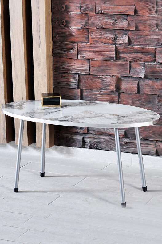 Silver Metal Centre Coffee Table Ellipse