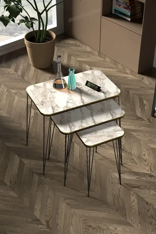 Black Wire Double Gold Square Zigon Coffee Table
