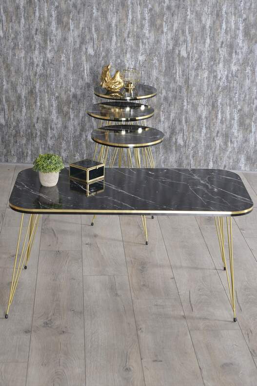 Gold Wire Double Gold Coffee Table Set Square