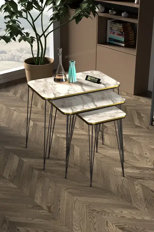 Black Wire Double Gold Square Zigon Coffee Table