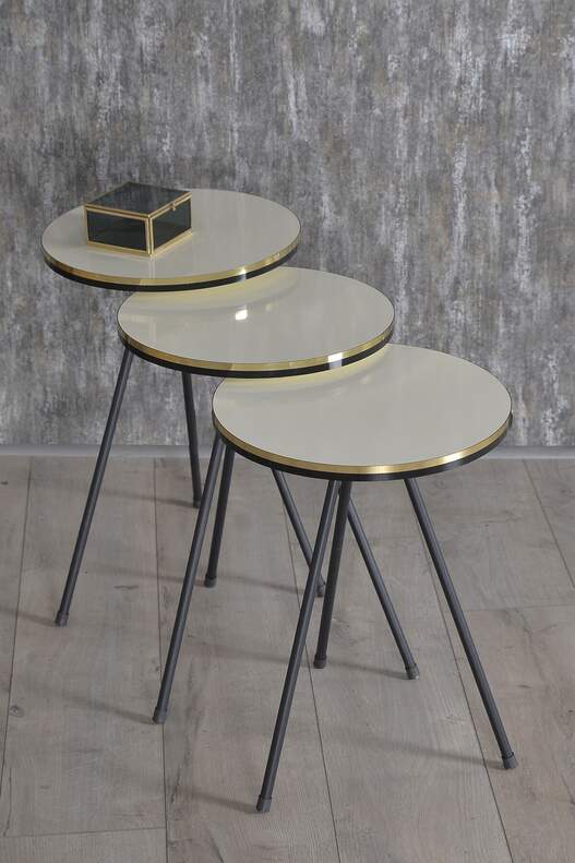 Black Metal Double Gold Coffee Table Set Ellipse