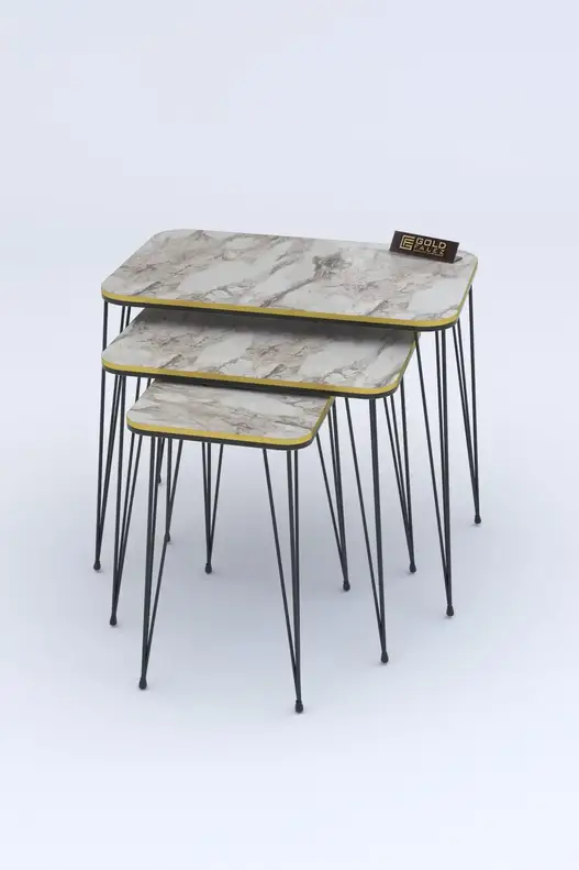 Black Wire Double Gold Square Zigon Coffee Table