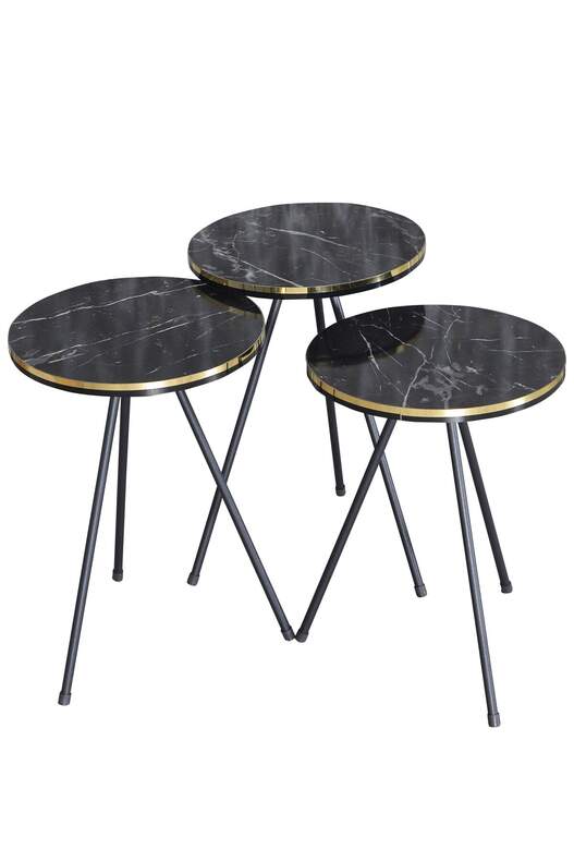 Black Metal Double Gold Coffee Table Set Ellipse