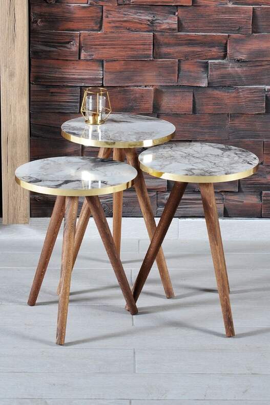 Gold Wooden Zigon Coffee Table