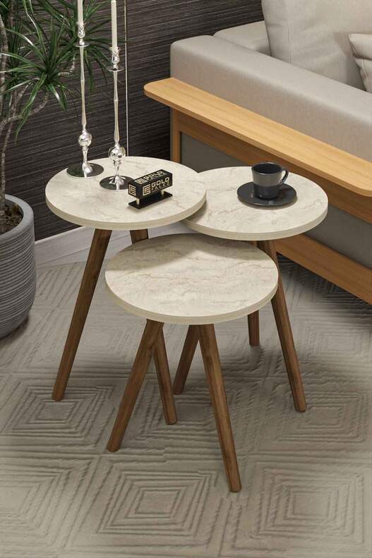 Ellipse Wooden Zigon Centre Coffee Table Set
