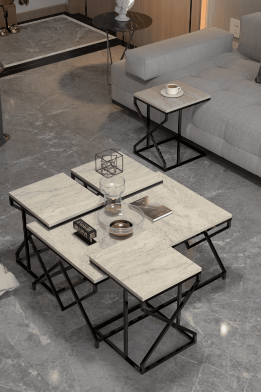 V Lux 5 Piece Center and Zigon Coffee Table Set