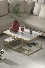 Delux Shelf Coffee Table Gold White