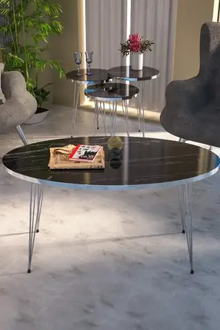 Silver Wire Coffee Table Set Ellipse