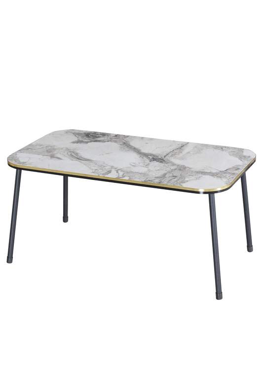 Black Metal Double Gold Centre Coffee Table Square