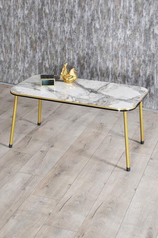 Gold Metal Double Gold Centre Coffee Table Square