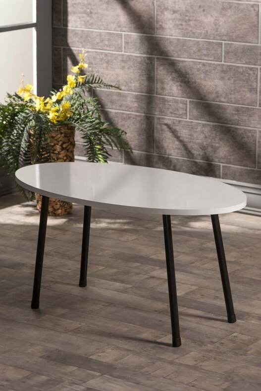 Black Metal Coffee Table Set Ellipse