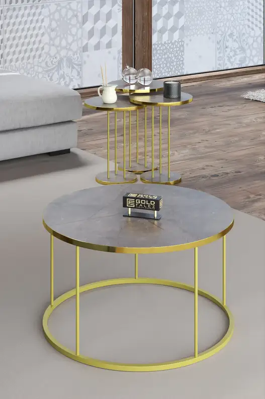 Coffee Table and Zigon Coffee Table Terra Set Gold