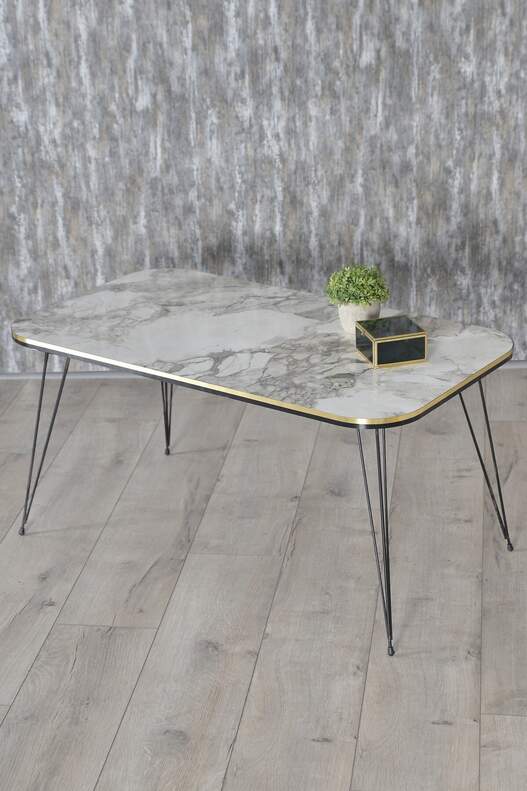 Black Wire Double Gold Centre Coffee Table Square