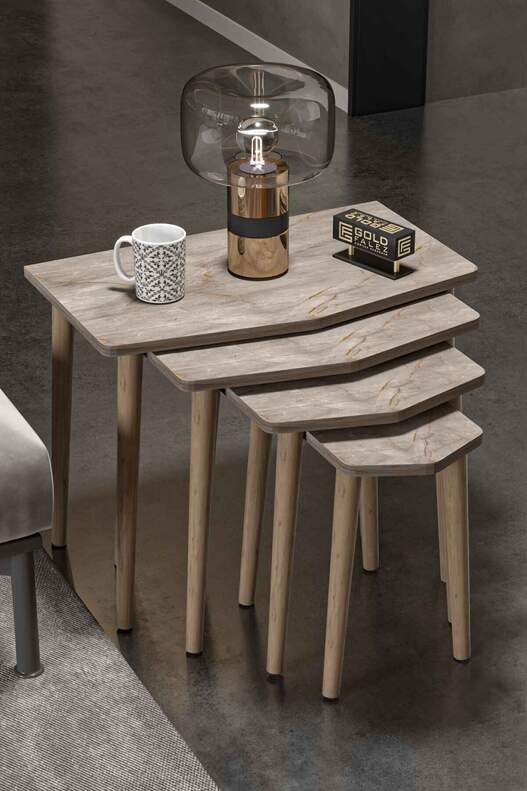 Elya Wooden 4 Piece Zigon Coffee Table
