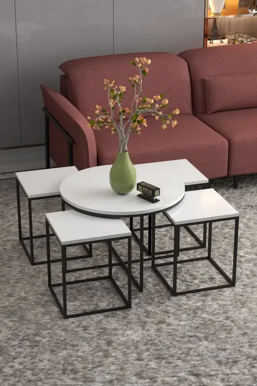 Oval Lux 5 Piece Center and Zigon Coffee Table Set