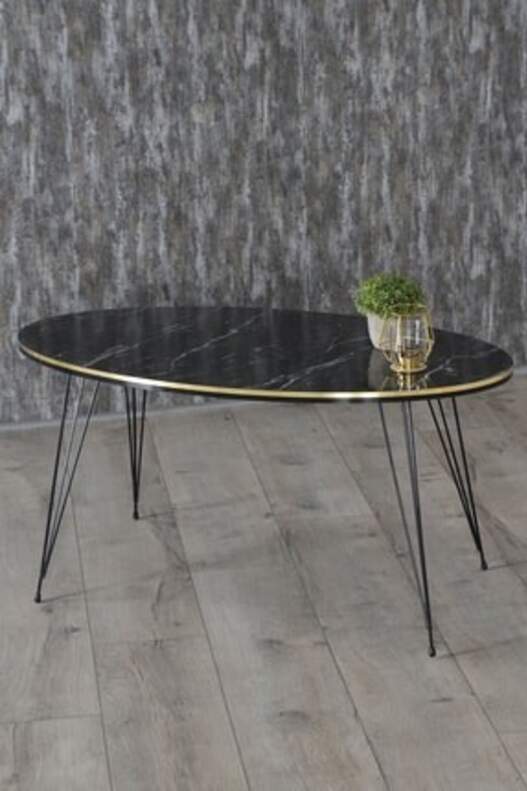 Black Wire Double Gold Centre Coffee Table Ellipse