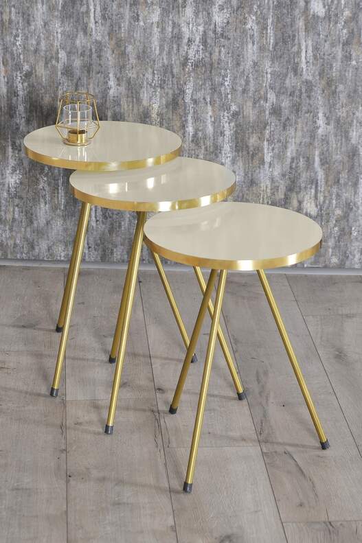 Gold Metal Coffee Table Set Square