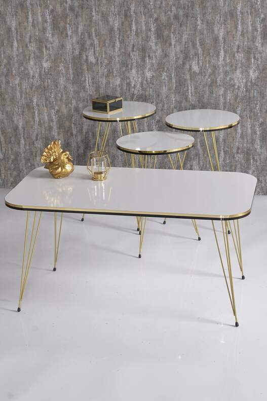 Gold Wire Double Gold Coffee Table Set Square