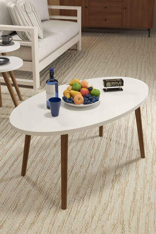 Ellipse Wooden Zigon Centre Coffee Table Set