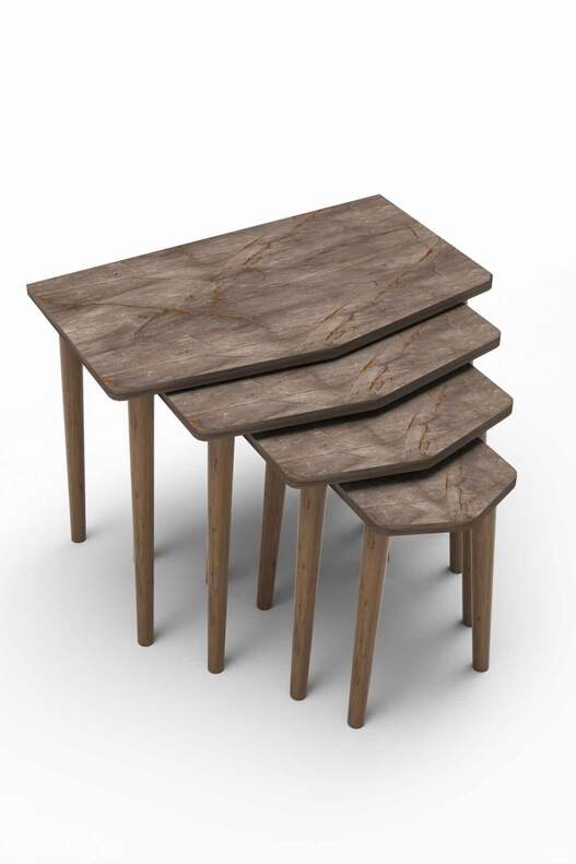 Elya Wooden 4 Piece Zigon Coffee Table