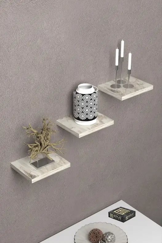 3'lü Kare Duvar Rafı