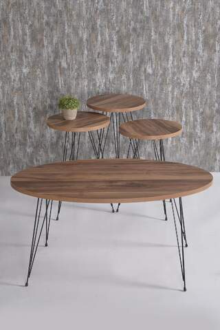 Black Wire Coffee Table Set Ellipse