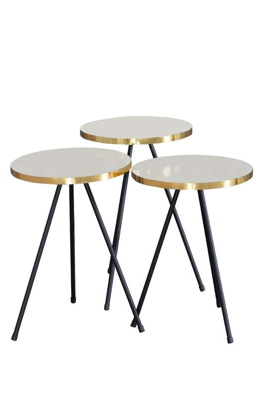 Black Metal Gold Coffee Table Set Ellipse