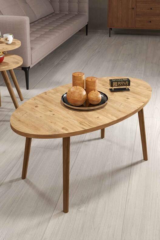 Wooden Centre Coffee Table Ellipse