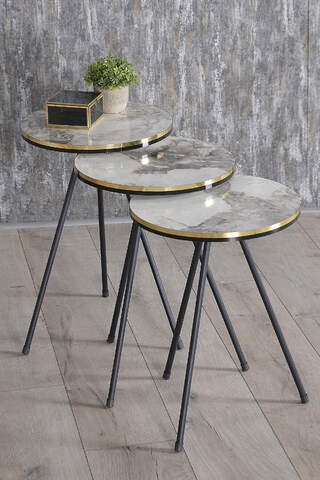 Black Metal Double Gold Zigon Coffee Table