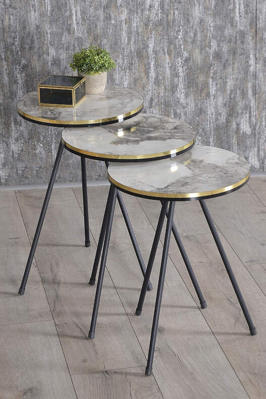 Black Metal Double Gold Zigon Coffee Table