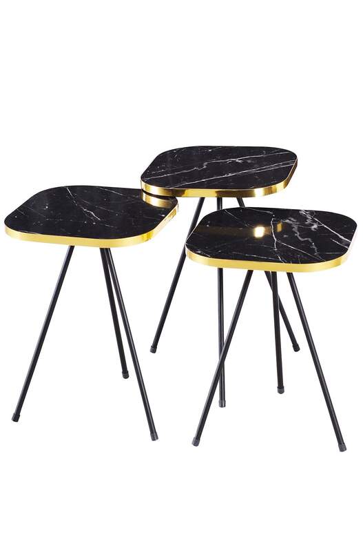 Black Metal Square Gold Zigon Coffee Table