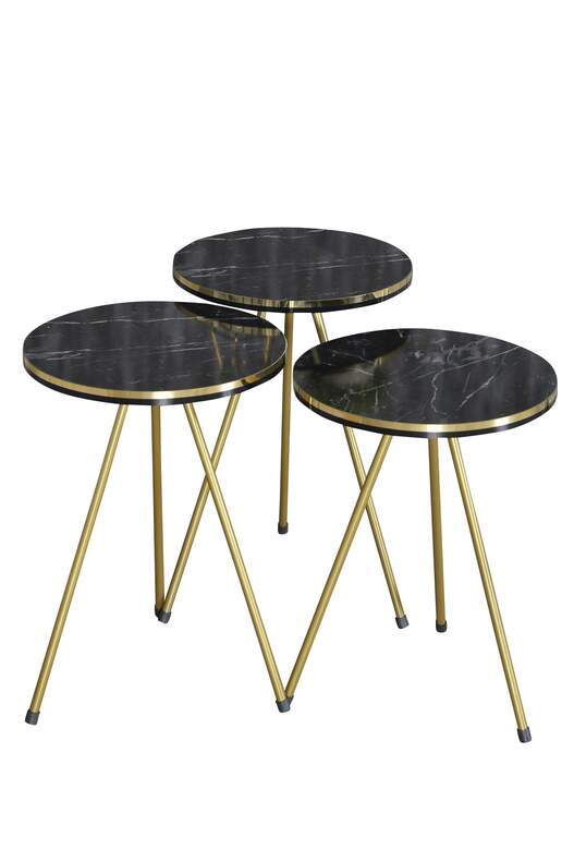 Gold Metal Double Gold Coffee Table Set Ellipse
