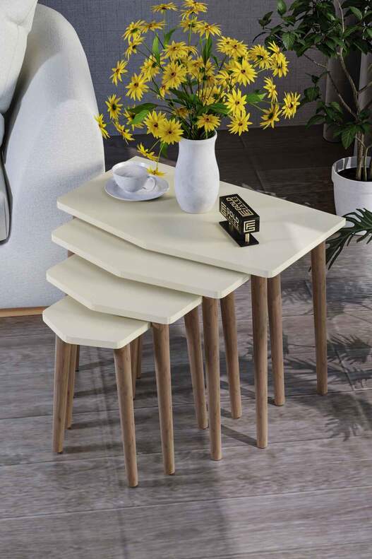 Elya Wooden 4 Piece Zigon Coffee Table