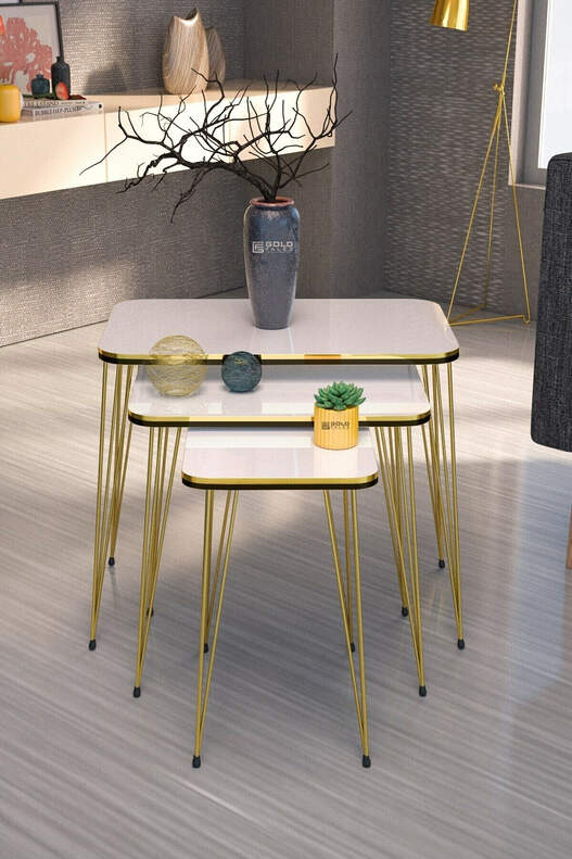 Gold Wire Double Gold Square Zigon Coffee Table