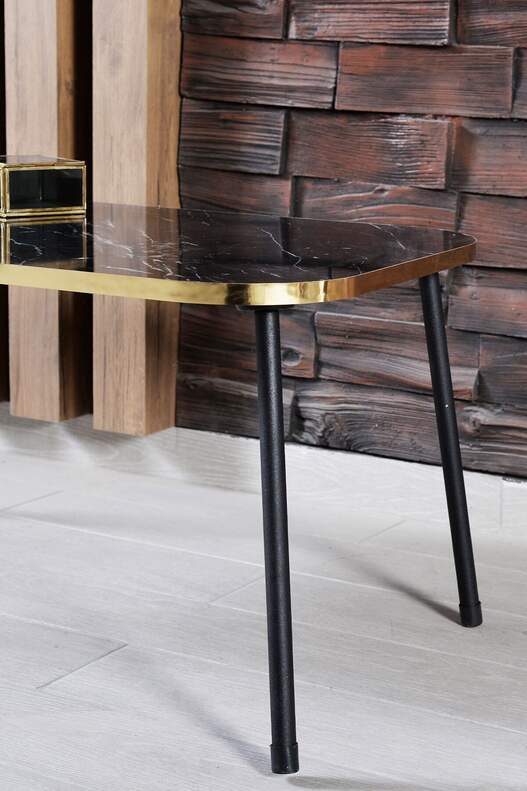 Black Metal Gold Centre Coffee Table Square