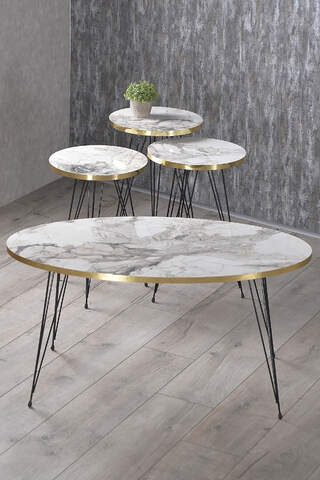Black Wire Gold Coffee Table Set Ellipse