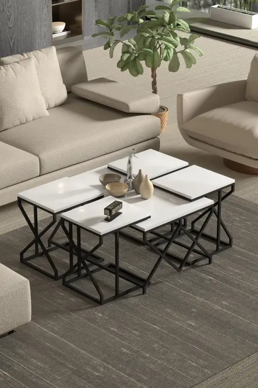 V Lux 5 Piece Center and Zigon Coffee Table Set